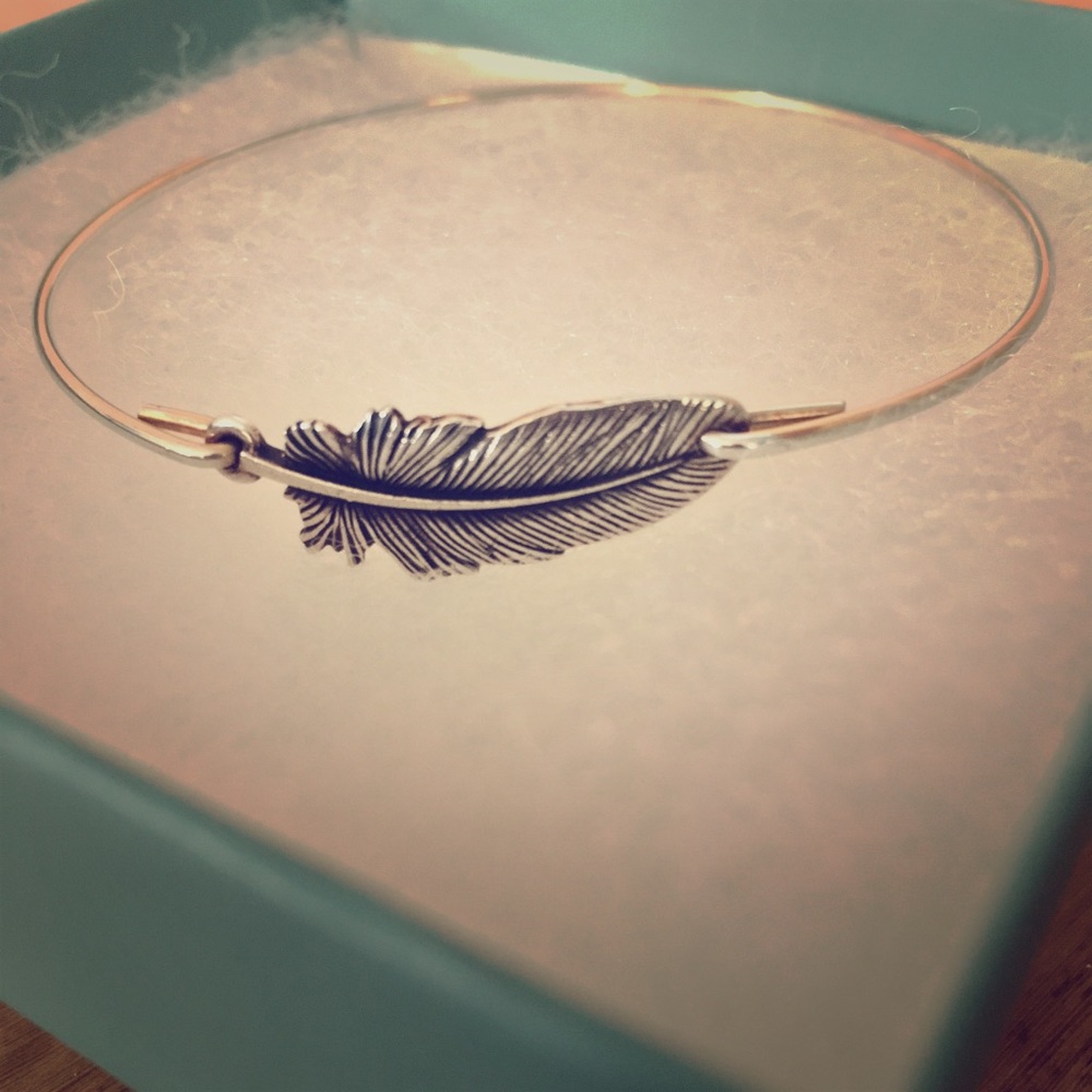 Sterling Silver Cuff Bracelet With Feather.